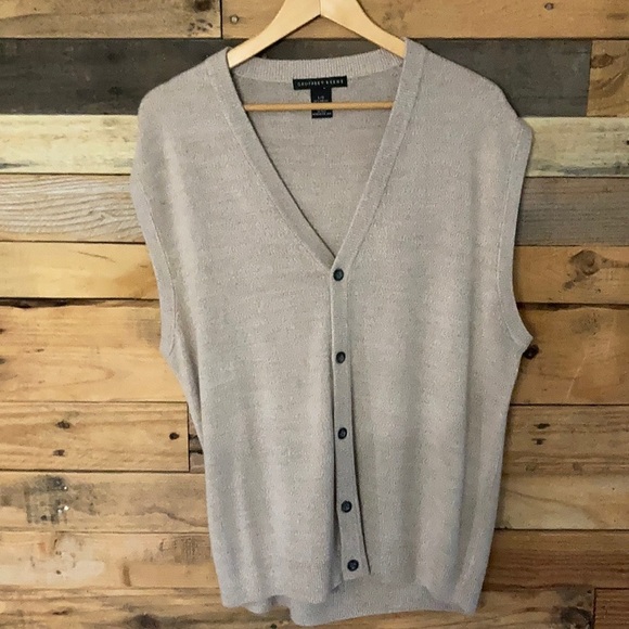 Geoffrey Beene Buttoned knit Sweater Vest Oatmeal - Picture 1 of 5